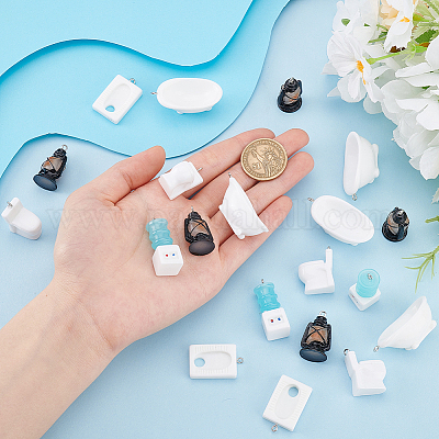 30 шт. 5 стиля подвески из непрозрачной смолы для ванной комнаты RESI-PH0002-24-1