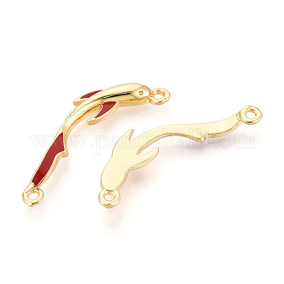 Подвески-соединители из латуни с микропаве из прозрачного кубического циркония и огнеупорной эмали KK-T074-68G-1