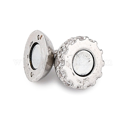 Магнитные застежки из латуни с микропейвом и прозрачным кубическим цирконием KK-P291-03P-1