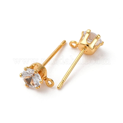 Латунные серьги-гвоздики из циркония KK-F898-14C-G-1