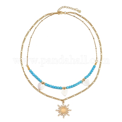 Подвеска в виде солнца из натуральной пресноводной ракушки и сплава стекла NJEW-JN05469-01-1