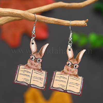 Милые деревянные серьги-подвески в виде кролика на пасху ZX2883-7-1