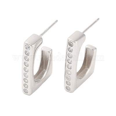 925 серьги-гвоздики из стерлингового серебра с прозрачным кубическим цирконием EJEW-U013-05P-1