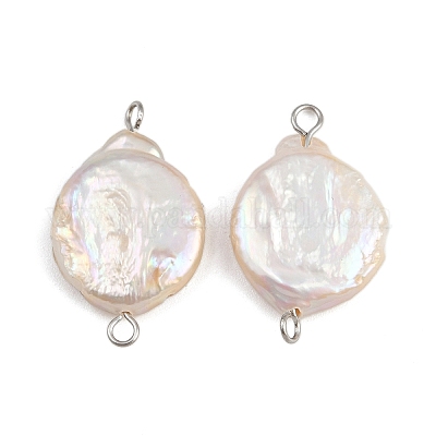 Плоские круглые подвески-соединители из натурального пресноводного жемчуга Кеши STAS-D378-12P-1