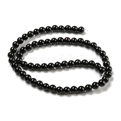 Круглые бусины из натурального черного оникса G-R198-6mm-1