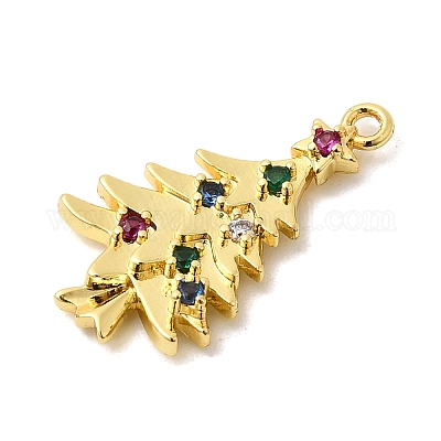 Рождественские латунные подвески с микропаве из фианита KK-L258-04G-A01-1