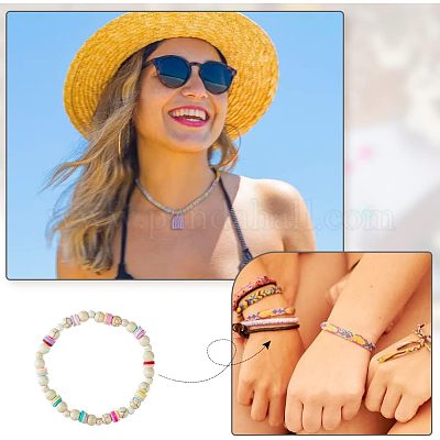 12 нитка 6 цвета бусины из полимерной глины ручной работы CLAY-HY0001-01-1