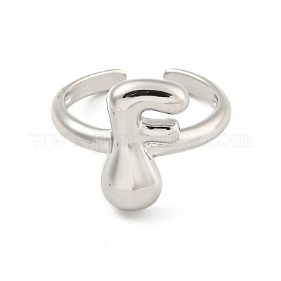 Латунные открытые манжеты с буквами для женщин RJEW-G313-01F-P-1