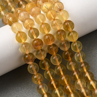 Естественный желтый флюорит бисер нитей G-F799-B03-8mm-1