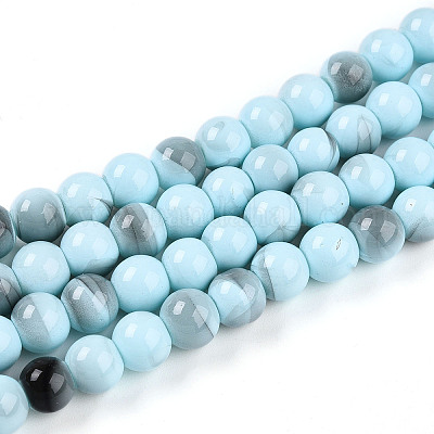 Выпечка окрашенные стеклянные бусины пряди DGLA-N013-8mm-03-1