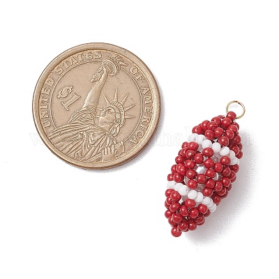 Подвески ручной работы из стеклянного бисера в стиле регби PALLOY-MZ00503-1