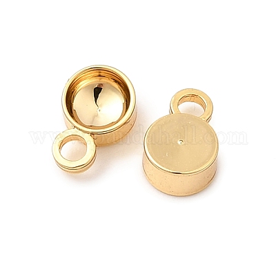 Плоские круглые подвески со стразами из латуни KK-P340-05G-1