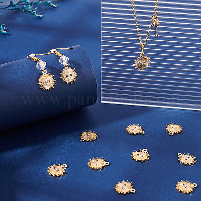 Wholesale SUNNYCLUE 1 Box 22Pcs 18K Gold Plated Evil Eye Charms