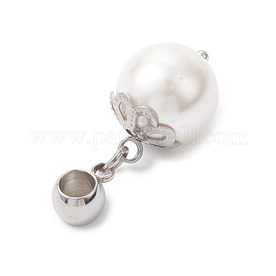 Белые круглые европейские подвески-шармы из ракушек PALLOY-JF04376-1