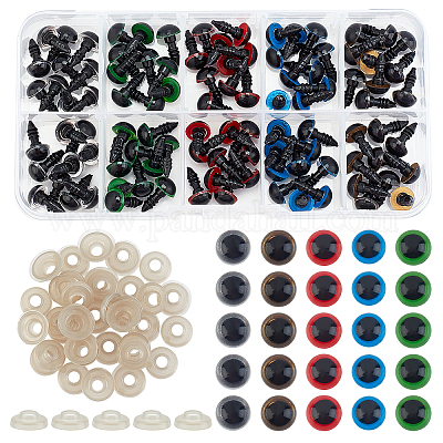 100pcs 8mm 5 Colors Washers Plastic Safety Eyes Teddy Bear Doll Puppets  Toys Handmade Craft DIY Tool