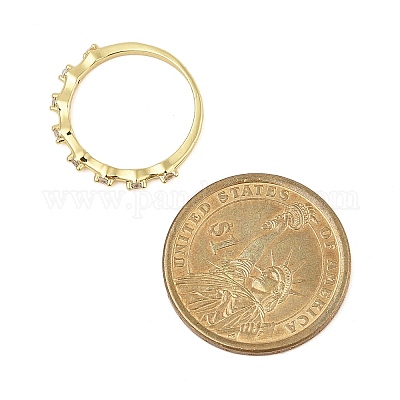 Кольца на палец из латуни с микропаве и кубическим цирконием для женщин RJEW-M027-03G-1