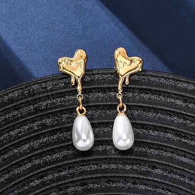 Серьги-гвоздики из пластика с имитацией жемчуга из нержавеющей стали 304 EJEW-Z118-06G-1