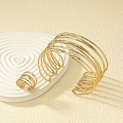 Наборы из многослойных браслетов-манжет и колец-манжет из сплава FS-WGC09BD-01-1