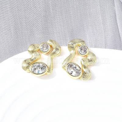 Серьги-гвоздики из циркония EJEW-V011-06G-1