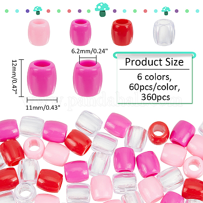 360шт 6 цвета пластиковые европейские бусины KY-NB0001-65-1