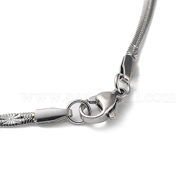 Не тускнеющие плоские ожерелья-змейки из нержавеющей стали 304 для женщин NJEW-D058-04P-1