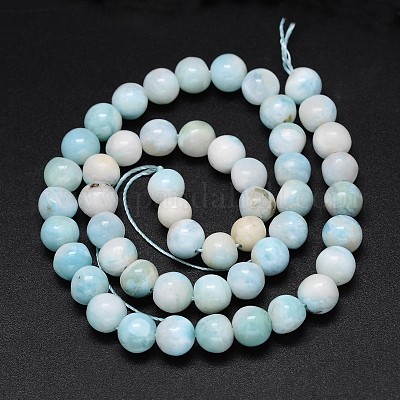 Натуральный ларимар круглые бусины нити G-O087-10-6mm-1