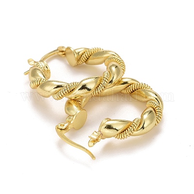 Латунные серьги обруча EJEW-F278-07G-1