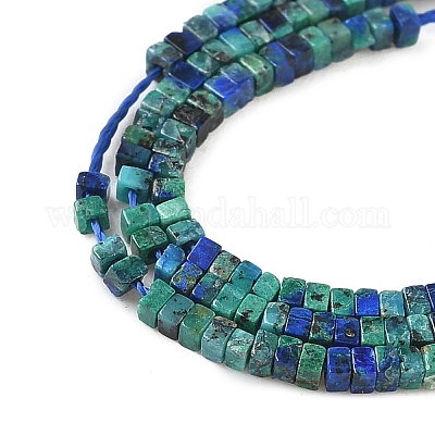 Натуральные бусы из хризоколлы и лазурита G-G271-G03-1x1.5mm-1