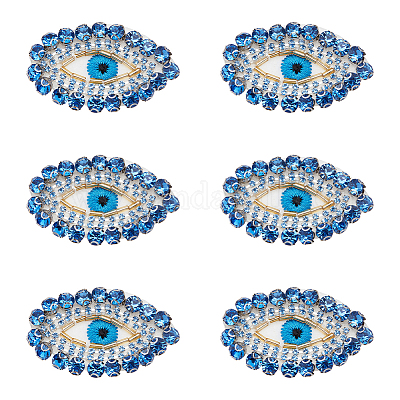 Wholesale FINGERINSPIRE 6PCS Egypt Evil Eye Patch 1.4x2.1 inch Blue Gold  Glass Rhinestone Applique Patch Eye Shape Exquisite Embroidered Sew On  Patches with Felt Back for Clothing Backpacks Embellishment 