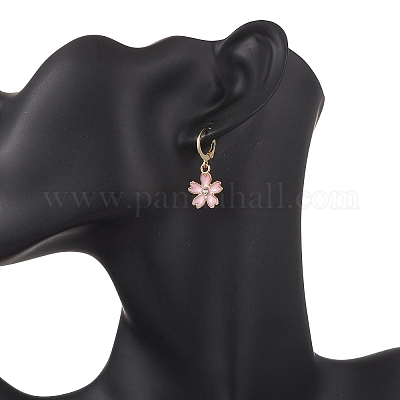 8 пара серег с цветком из сплава и кристаллами горного хрусталя EJEW-JE06666-1