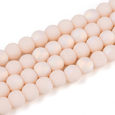 Нити из матовых непрозрачных стеклянных бусин GLAA-T032-P6mm-MBB09-1