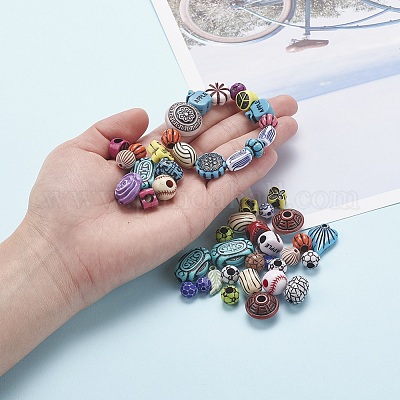 Смешанные античном стиле акриловые бусины / подвески MACR-YW0001-33-1