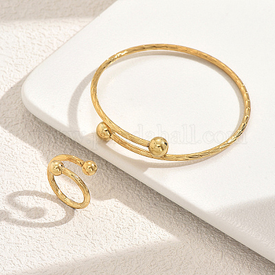 Минималистичные браслеты-манжеты и наборы колец из нержавеющей стали для женщин UE9342-1