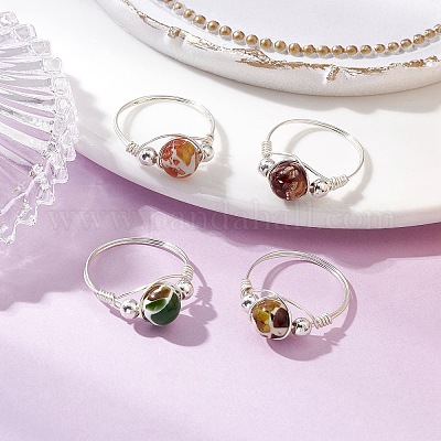 4 шт. 4-х цветные латунные кольца для женщин RJEW-JR00853-01-1