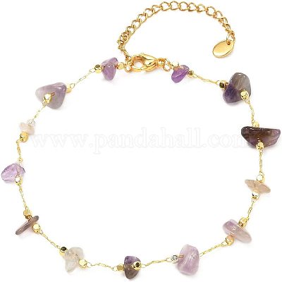 10 шт. набор браслетов на ногу с бусинами из натуральных смешанных драгоценных камней&nbsp;AJEW-PH0004-76-1