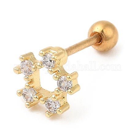 Brass Micro Pave Clear Cubic Zirconia Stud Earrings EJEW-L265-05G-1
