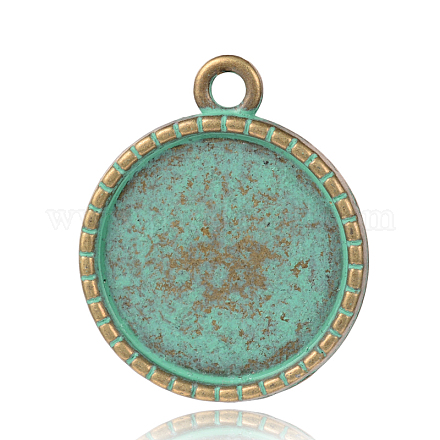 Flat Round with Crown Alloy Pendant Cabochon Settings PALLOY-O068-58-NF-1