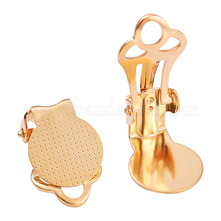 Benecreat 15 Paar 18 Karat vergoldeter Messing-Clip auf Ohrring-Pads Langlebige Ohrring-Clips für die Herstellung von nicht durchdringenden DIY-Ohrringen KK-BC0002-92-1