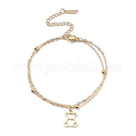 304 bracelet charm ours en acier inoxydable pour femme BJEW-E092-06G-1