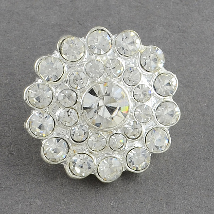 Shining Flower Alloy Grade A Crystal Rhinestone Slide Charms Beads RB-R008-07-1
