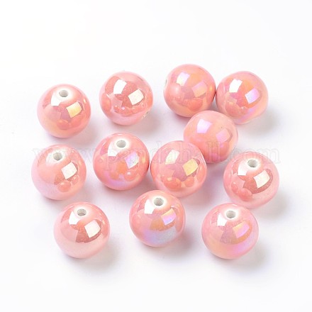Perles rondes artisanales en porcelaine PORC-S490-14mm-06-1