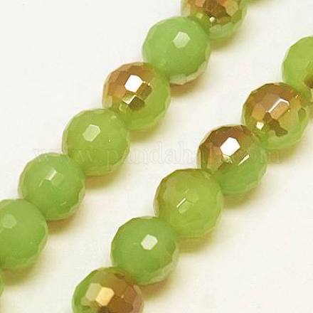 Imitation jade plaquent chapelets de perles de verre EGLA-E009-6mm-H06-1