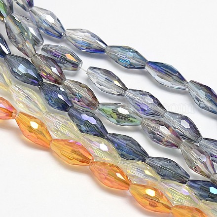 Electroplate Crystal Glass Rice Beads Strands EGLA-F043-A-1