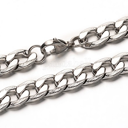 Collares de cadena de bordillo de 304 acero inoxidable NJEW-L353-35-1