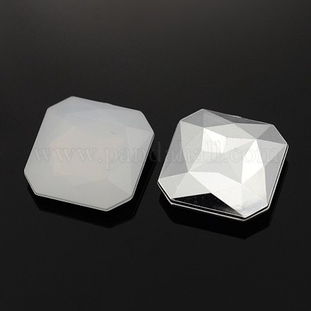 Faceted Square Taiwan Acrylic Cabochons ACAB-L001-10mm-H2-1
