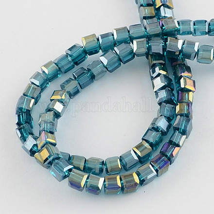 Chapelets de perles en verre électroplaqué X-EGLA-R030-4x4mm-14-1