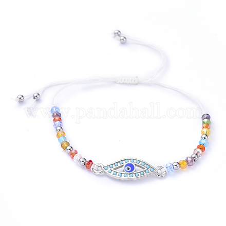 Verstellbare geflochtene Perlenarmbänder aus Nylonfaden BJEW-JB05157-04-1