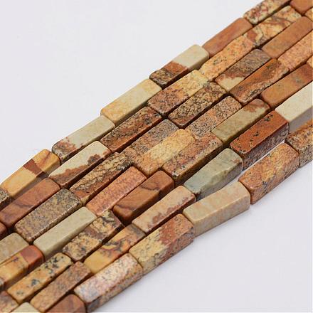 天然石ピクチャージャスパービーズ連売り  直方体の  13x5x5mm  穴：1mm  約29個/連  15.3インチ（39cm） G-E342-04-1