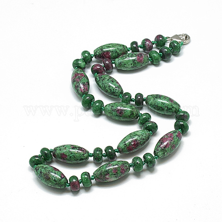Natural Ruby in Zoisite Beaded Necklaces NJEW-S388-22-1