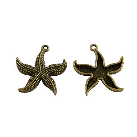 Tibetan Style Alloy Starfish/Sea Stars Pendants TIBEP-Q041-119AB-NR-1